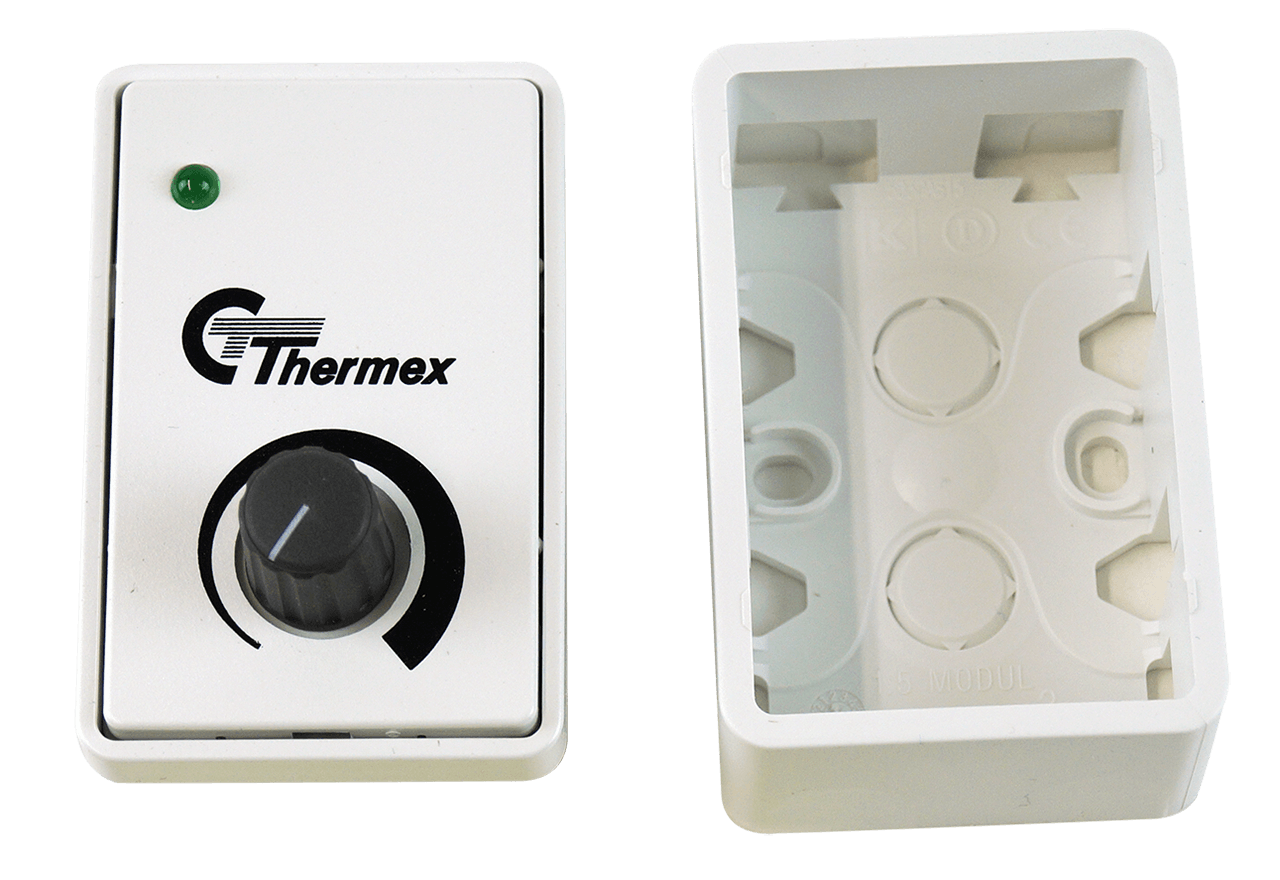 Regulator TR 15 vit med strömbrytare och bas