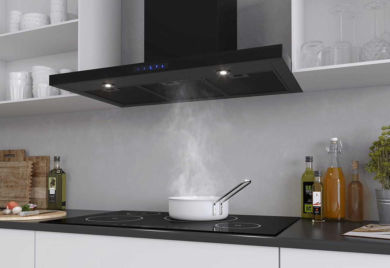 Harwich II vägg 900 mm Svart med motor