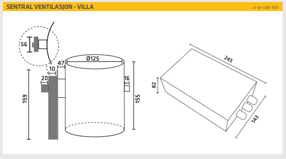 Central 787 vägg 70 cm vit, villa