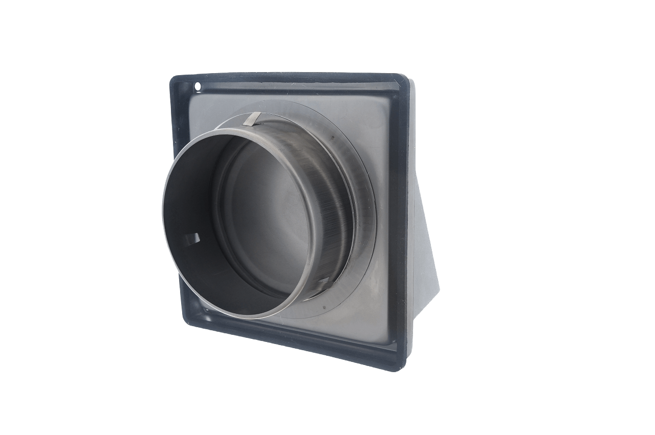 Stormhuv i RF stål med spjäll - Ø125 Stormhuv i RF stål med spjäll - Ø125